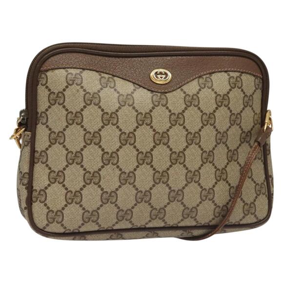 GUCCI GG Supreme Shoulder Bag Pvc Beige Gold 97 02 068 - Picture 1 of 16